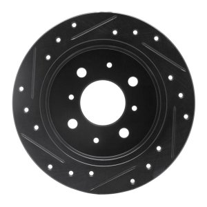 Acura Integra Brake Rotor (1) - Rear Right - R1 Concepts - Drilled & Slotted - Black - `88-`01